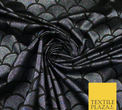 5 COLOURS Metallic Art Deco Print Soft Stretch Jersey Fabric 56"