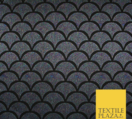 5 COLOURS Metallic Art Deco Print Soft Stretch Jersey Fabric 56"
