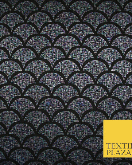 5 COLOURS Metallic Art Deco Print Soft Stretch Jersey Fabric 56"