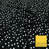Black with White Polka Dot Print Soft Touch Stretch Jersey Fabric 56" 6633