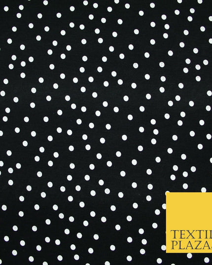 Black with White Polka Dot Print Soft Touch Stretch Jersey Fabric 56" 6633