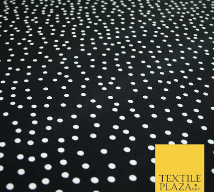 Black with White Polka Dot Print Soft Touch Stretch Jersey Fabric 56" 6633