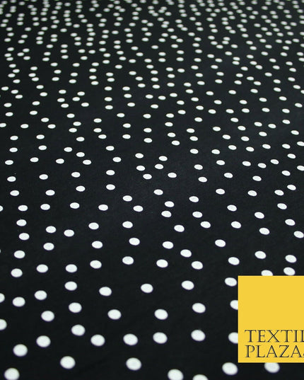 Black with White Polka Dot Print Soft Touch Stretch Jersey Fabric 56" 6633