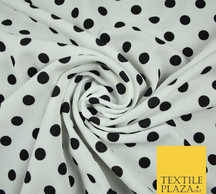 White with Black Polka Dot Print Soft Touch Stretch Jersey Fabric 56" 6630