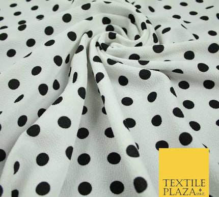 White with Black Polka Dot Print Soft Touch Stretch Jersey Fabric 56" 6630