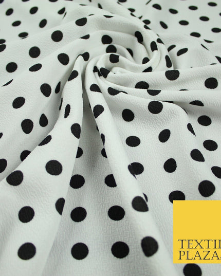 White with Black Polka Dot Print Soft Touch Stretch Jersey Fabric 56" 6630