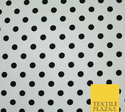 White with Black Polka Dot Print Soft Touch Stretch Jersey Fabric 56" 6630