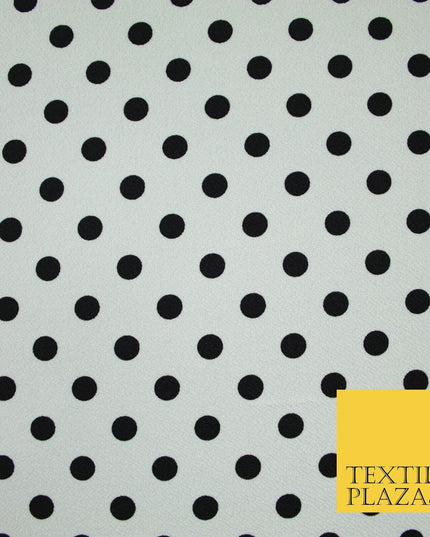 White with Black Polka Dot Print Soft Touch Stretch Jersey Fabric 56" 6630