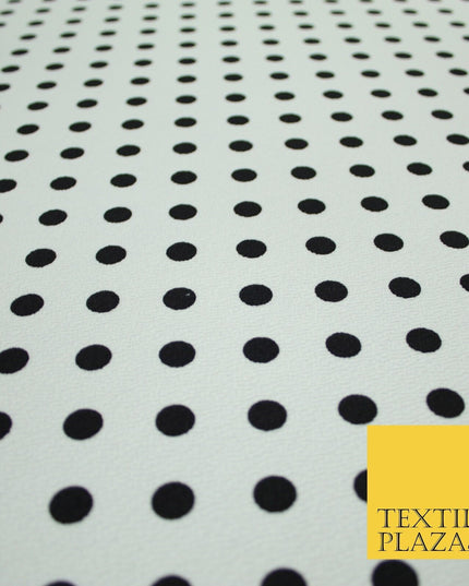 White with Black Polka Dot Print Soft Touch Stretch Jersey Fabric 56" 6630