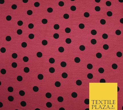 Red with Black Scattered Polka Dot Print Soft Stretch Jersey Fabric 56" 6631