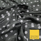 Grey with White Marl Polka Dot Print Soft Touch Stretch Jersey Fabric 56" 6634