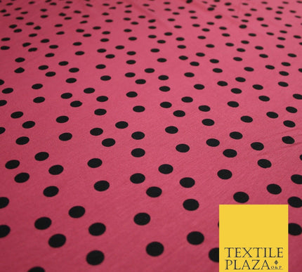Red with Black Scattered Polka Dot Print Soft Stretch Jersey Fabric 56" 6631