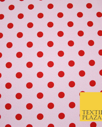 Baby Pink with Red Polka Dot Print Soft Touch Stretch Jersey Fabric 56" 6629