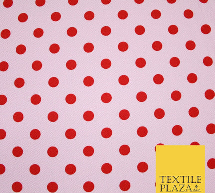 Baby Pink with Red Polka Dot Print Soft Touch Stretch Jersey Fabric 56" 6629