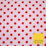 Baby Pink with Red Polka Dot Print Soft Touch Stretch Jersey Fabric 56" 6629