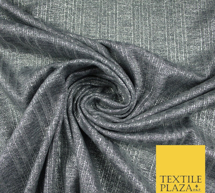 Grey Marl Subtle Stripe Print Soft Touch Stretch Jersey Fabric 56" 6627