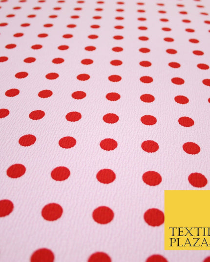 Baby Pink with Red Polka Dot Print Soft Touch Stretch Jersey Fabric 56" 6629