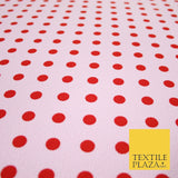 Baby Pink with Red Polka Dot Print Soft Touch Stretch Jersey Fabric 56" 6629