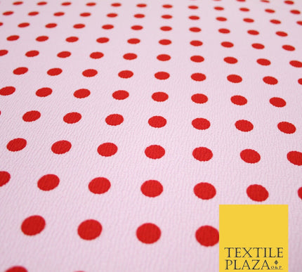 Baby Pink with Red Polka Dot Print Soft Touch Stretch Jersey Fabric 56" 6629