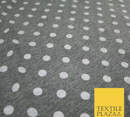 Grey with White Marl Polka Dot Print Soft Touch Stretch Jersey Fabric 56" 6634