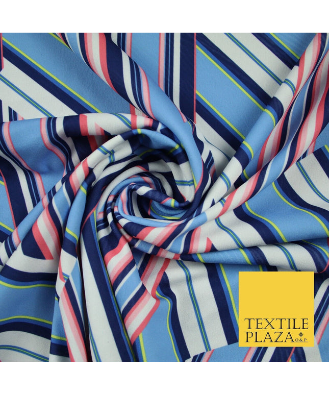 Light Blue Abstract Lines Print Soft Touch Stretch Jersey Fabric 56" 6622