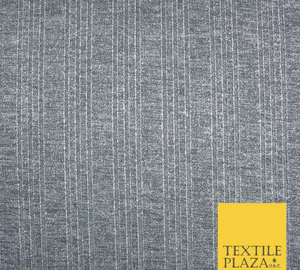 Grey Marl Subtle Stripe Print Soft Touch Stretch Jersey Fabric 56" 6627