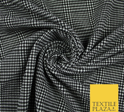 Black & White Check Tartan Print Soft Touch Stretch Jersey Fabric 56" 6615