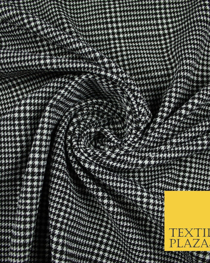 Black & White Check Tartan Print Soft Touch Stretch Jersey Fabric 56" 6615