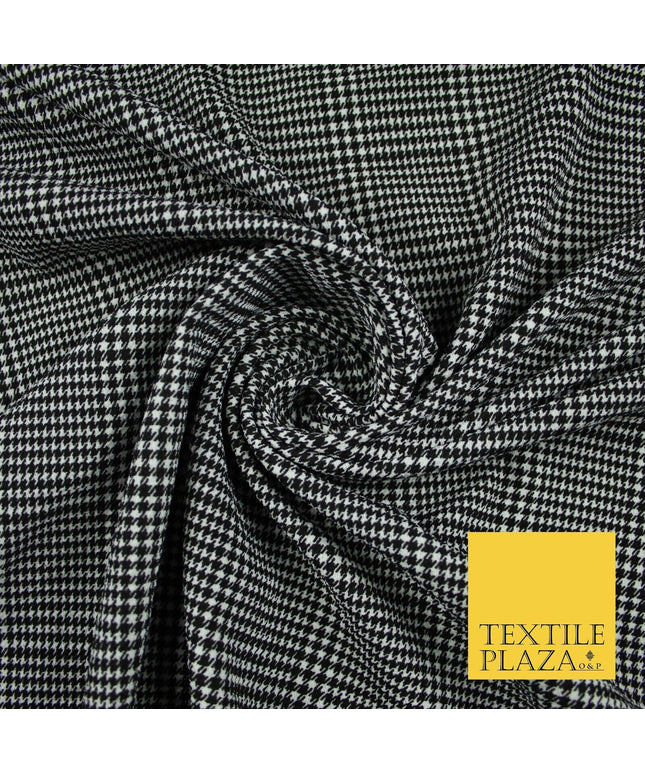 Black & White Check Tartan Print Soft Touch Stretch Jersey Fabric 56" 6615