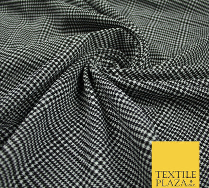 Black & White Check Tartan Print Soft Touch Stretch Jersey Fabric 56" 6615