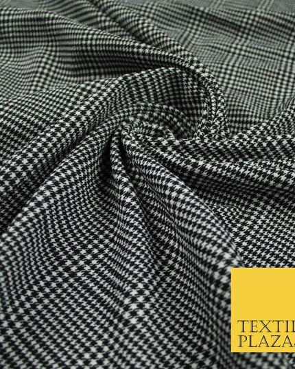 Black & White Check Tartan Print Soft Touch Stretch Jersey Fabric 56" 6615