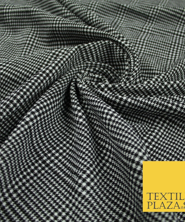 Black & White Check Tartan Print Soft Touch Stretch Jersey Fabric 56" 6615