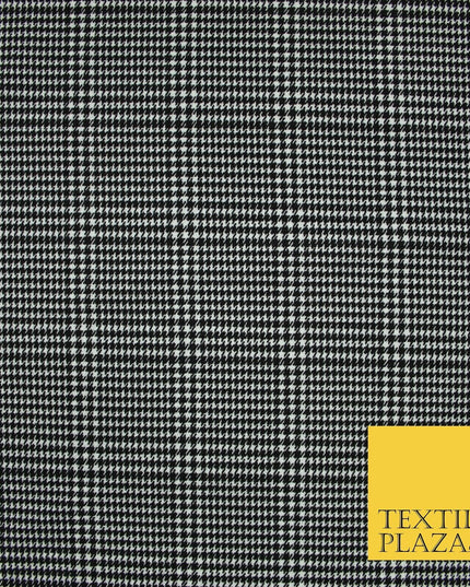 Black & White Check Tartan Print Soft Touch Stretch Jersey Fabric 56" 6615