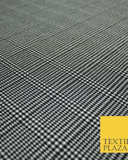Black & White Check Tartan Print Soft Touch Stretch Jersey Fabric 56" 6615