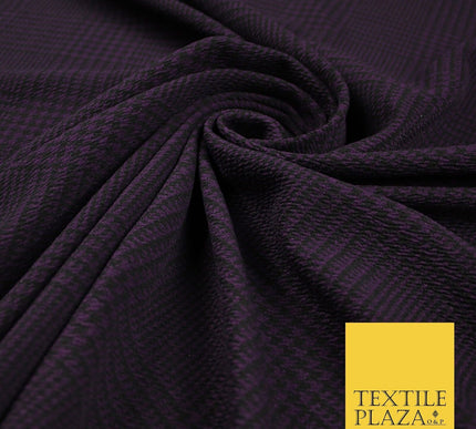 Purple Traditional Check Tartan Print Soft Touch Stretch Jersey Fabric 56" 6612