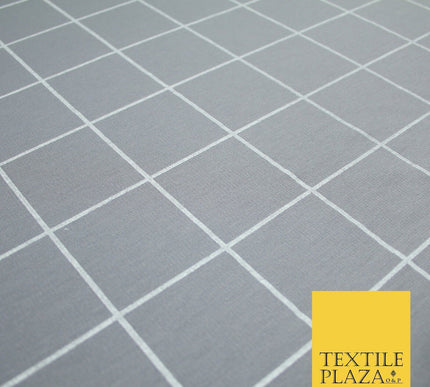 Grey with White Large Check Print Soft Touch Stretch Jersey Fabric 56" 6614