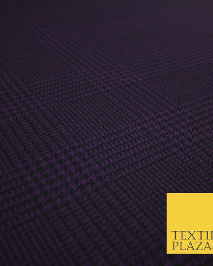 Purple Traditional Check Tartan Print Soft Touch Stretch Jersey Fabric 56" 6612