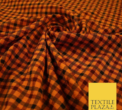 Orange Black Mini Check Print Halloween Soft Stretch Jersey Fabric 56" 6607