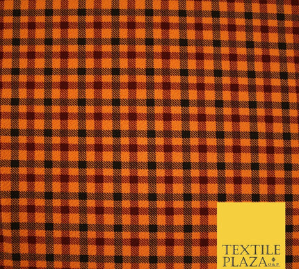 Orange Black Mini Check Print Halloween Soft Stretch Jersey Fabric 56" 6607