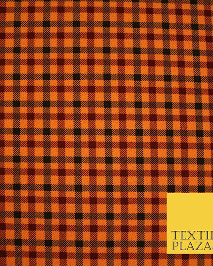 Orange Black Mini Check Print Halloween Soft Stretch Jersey Fabric 56" 6607