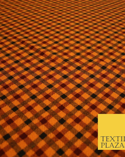 Orange Black Mini Check Print Halloween Soft Stretch Jersey Fabric 56" 6607