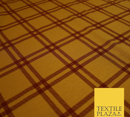 Mustard with Maroon Check Print Soft Touch Stretch Jersey Fabric 56" 6610