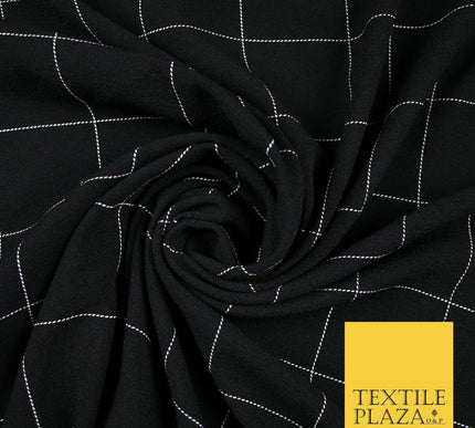 Black Check Print Soft Touch Stretch Jersey Fabric 56" 6606