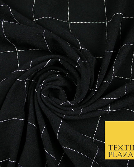 Black Check Print Soft Touch Stretch Jersey Fabric 56" 6606