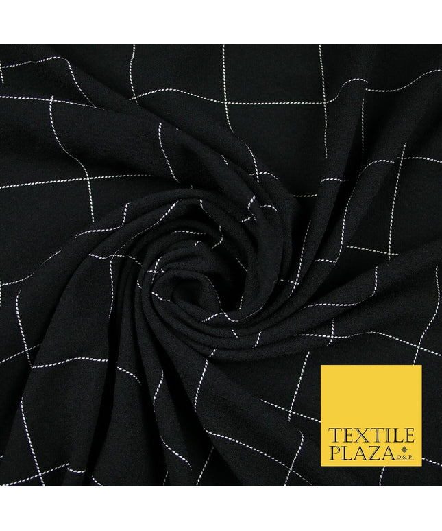 Black Check Print Soft Touch Stretch Jersey Fabric 56" 6606
