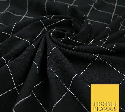 Black Check Print Soft Touch Stretch Jersey Fabric 56" 6606