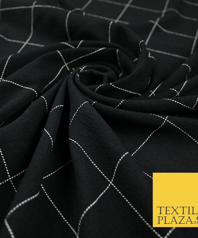 Black Check Print Soft Touch Stretch Jersey Fabric 56" 6606