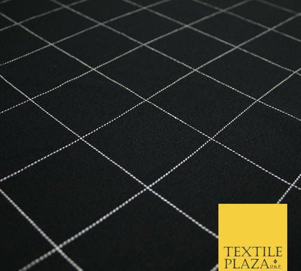 Black Check Print Soft Touch Stretch Jersey Fabric 56" 6606