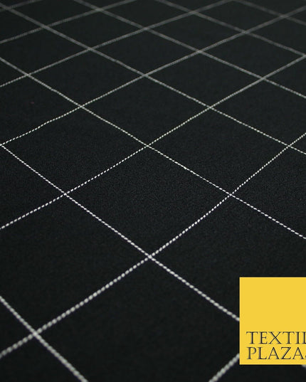 Black Check Print Soft Touch Stretch Jersey Fabric 56" 6606