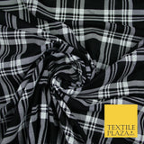 Black with White Check Print Soft Touch Stretch Jersey Fabric 56" 6600